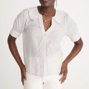 MADEWELL Windowpane Peter Pan Collar Shirt Sz 6 NWOT
